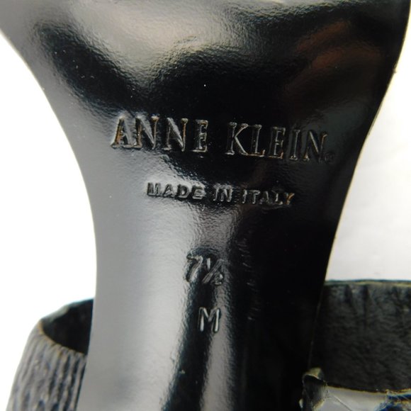 ANNE KLEIN Collection Black Snake Skin Sling Back Heel Sandals 7.5 - Picture 9 of 10